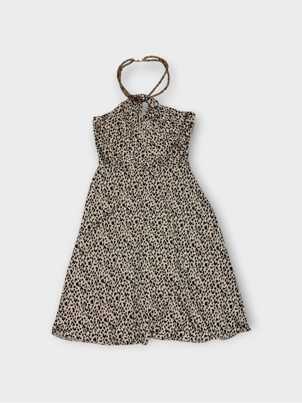 CYNTHIA HOWIE 100% SILK LEOPARD HALTER DRESS